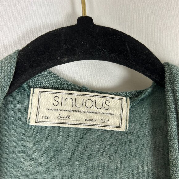 Sinuous Long Open Hooded Cardigan S Burnout Green - Picture 6 of 6